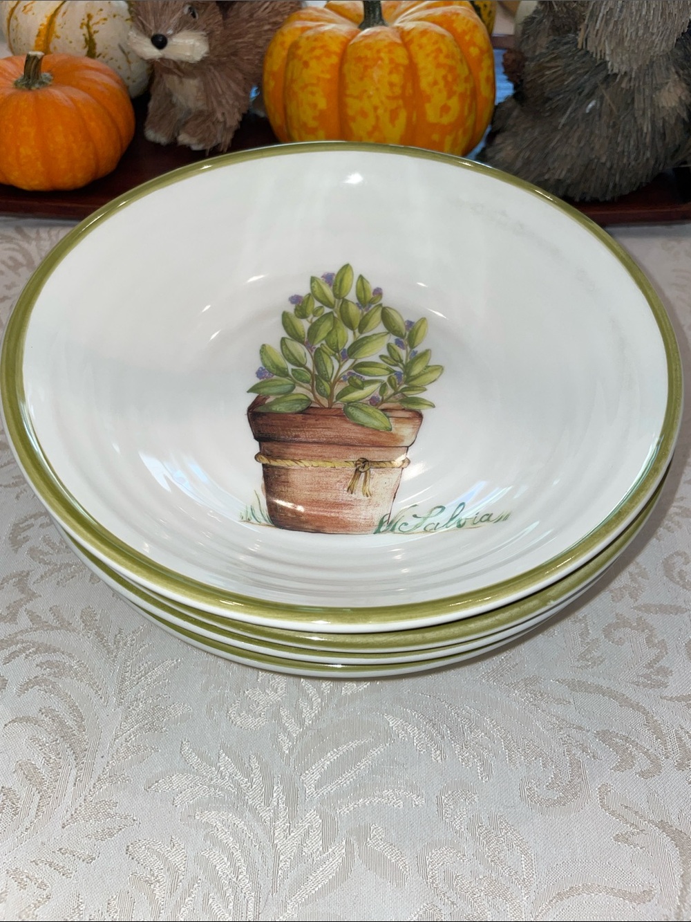 Set of 4 Azzurra Ceramiche Pasta Bowls Made in Italy, New w/o Tags